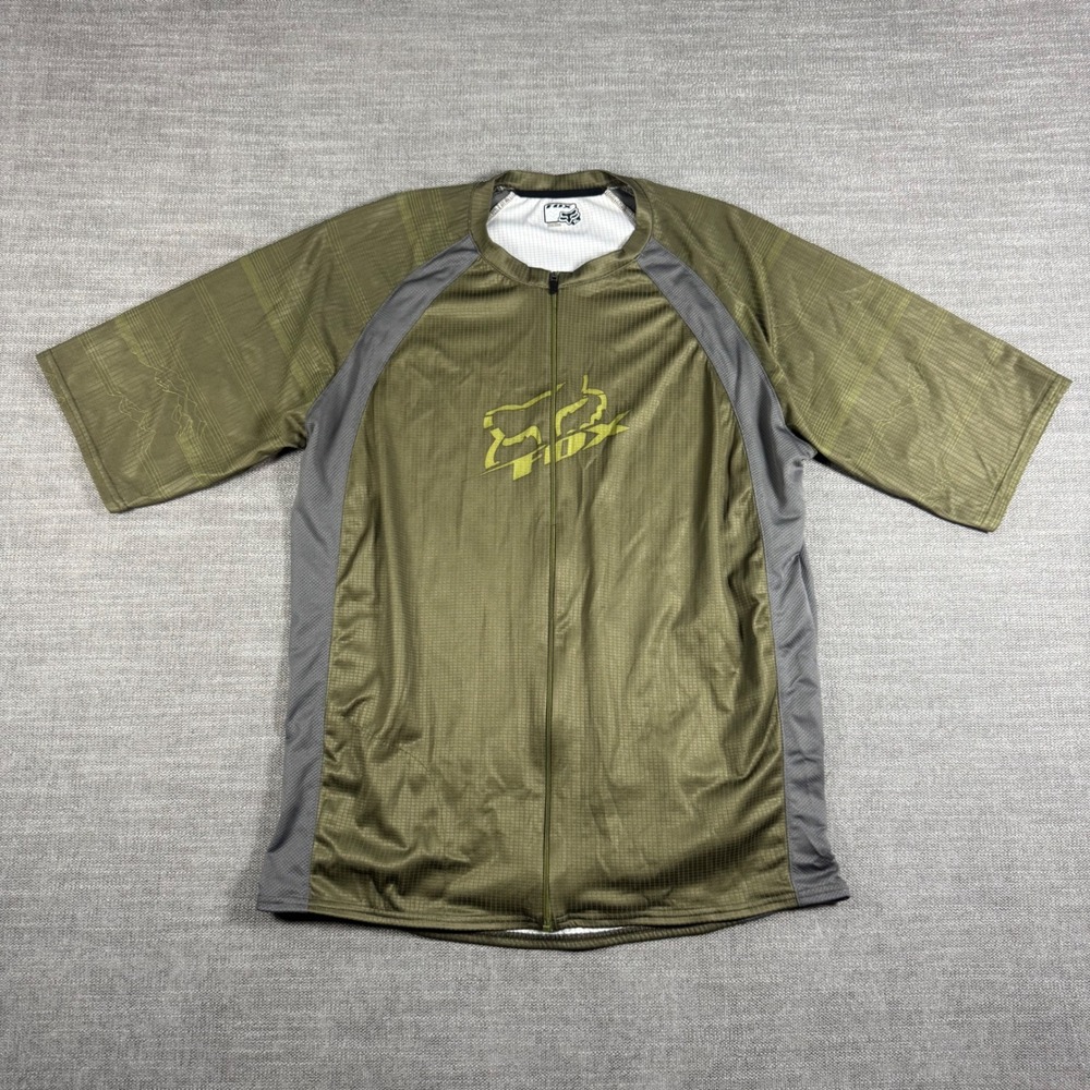FOX Racing Men's Cycling Jersey XL Olive Green Full Zip Shirt MTB Road Bike *